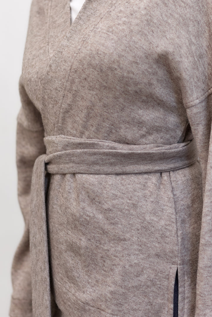 Cleo Wrap Top & Cardigan | Beige