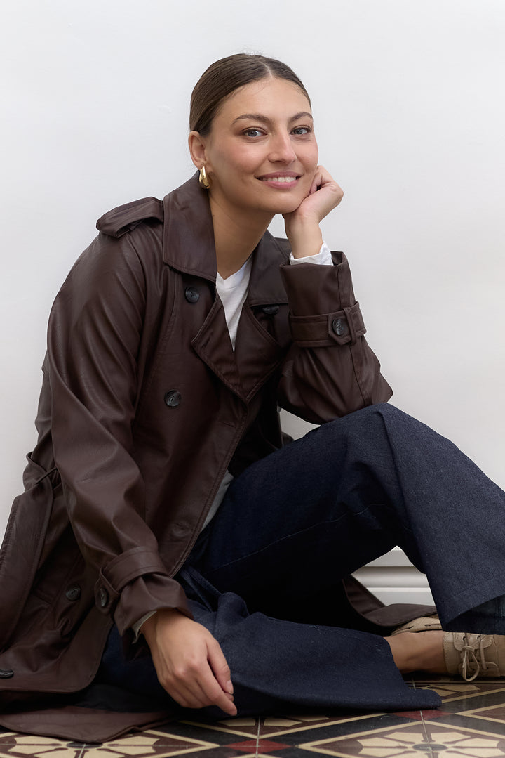 The Trench Coat | Chocolate Vegan Leather