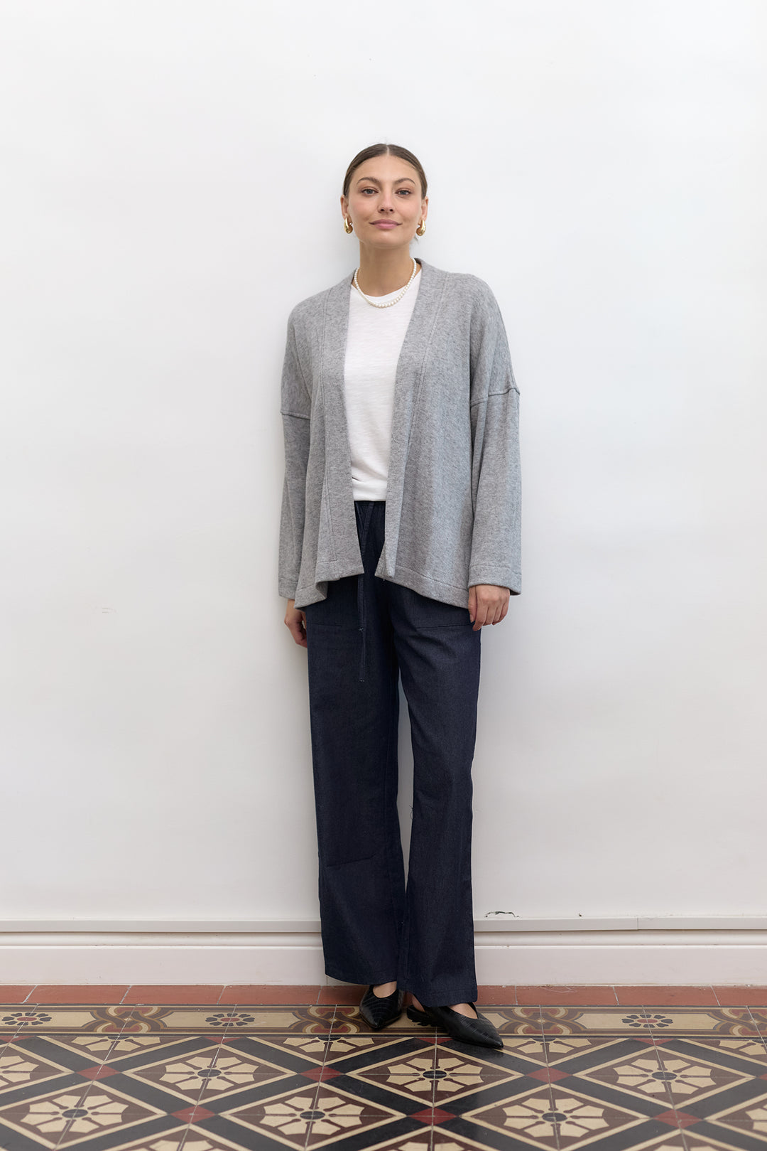 Cleo Wrap Top & Cardigan | Grey