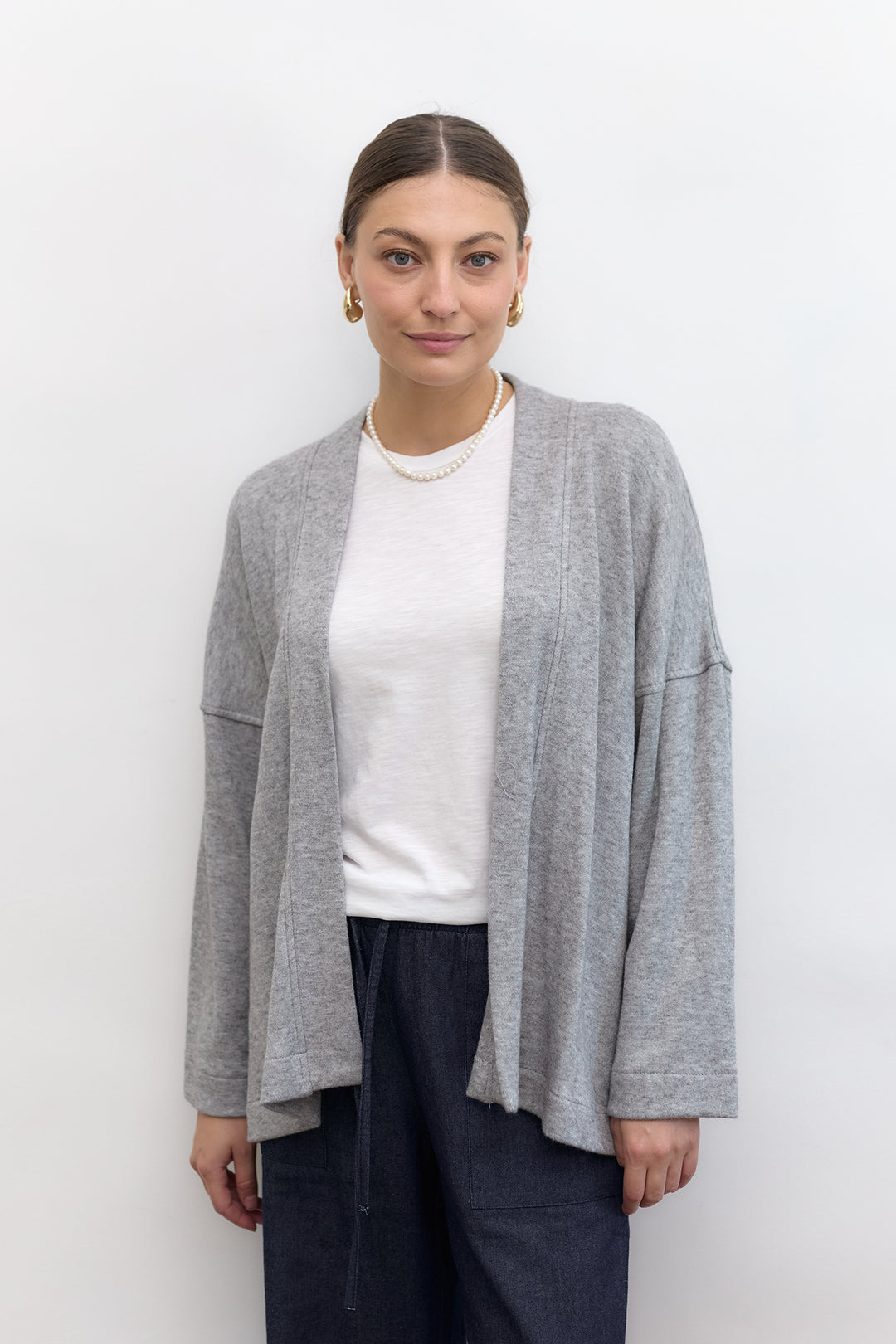 Cleo Wrap Top & Cardigan | Grey