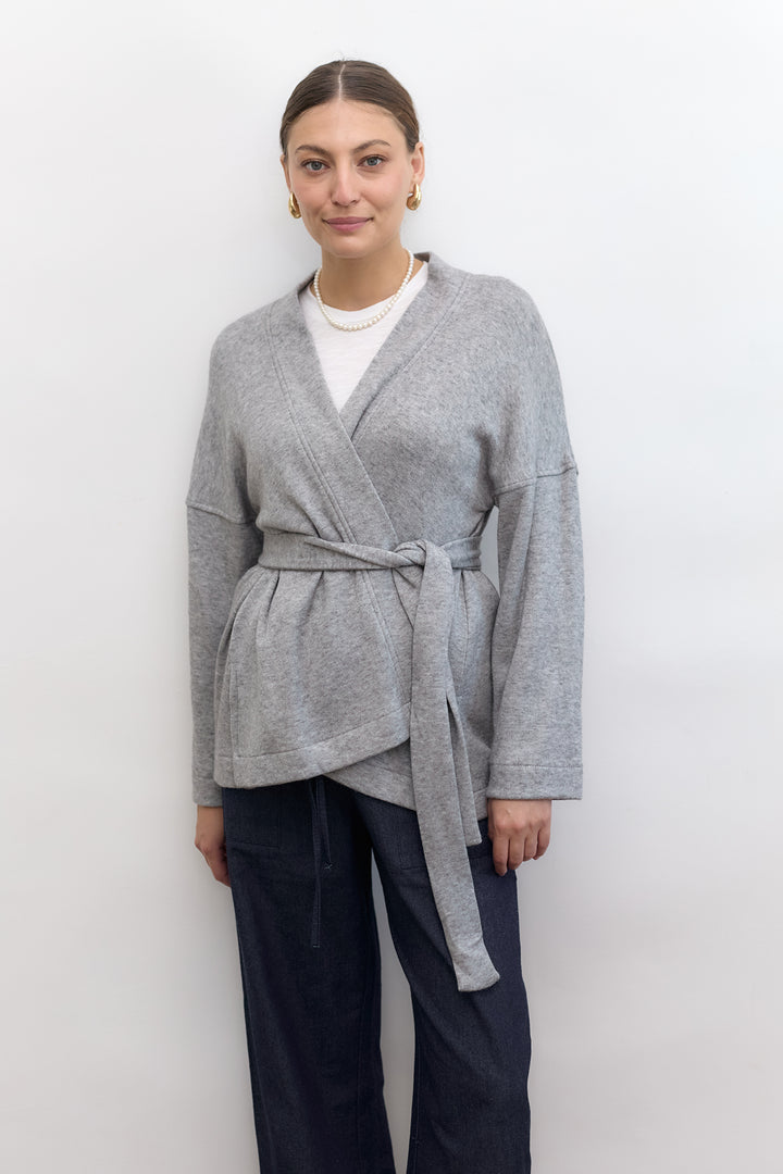 Cleo Wrap Top & Cardigan | Grey