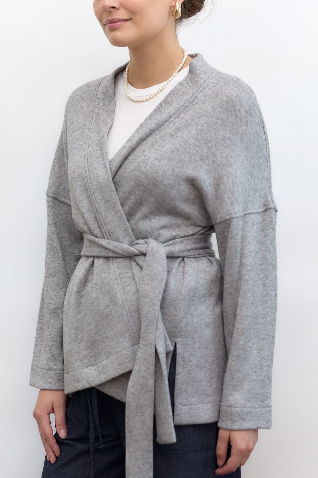 Cleo Wrap Top & Cardigan | Grey