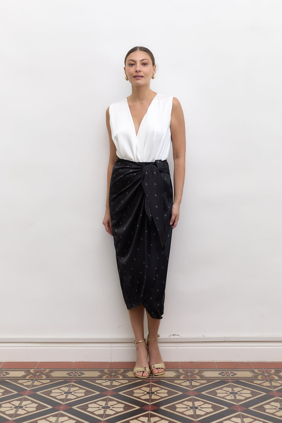 Kamilia wrap skirt | Black Print