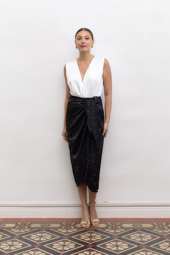 Kamilia wrap skirt | Black Print