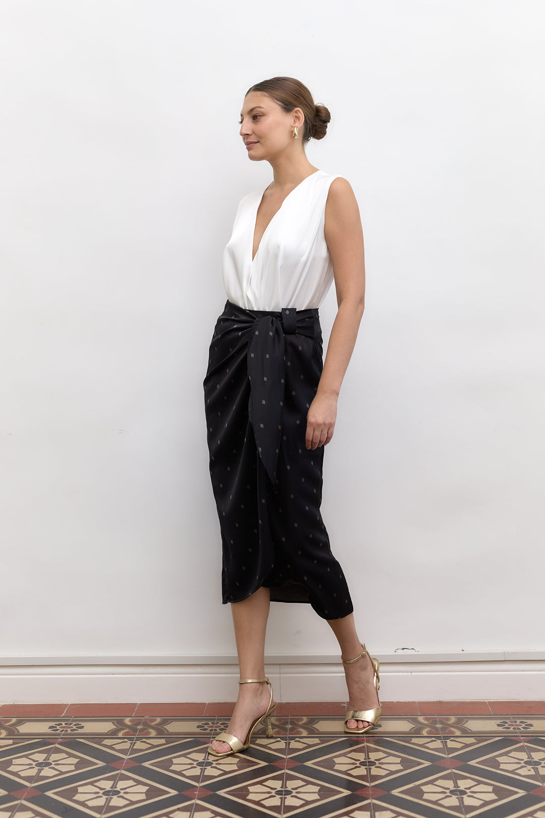 Kamilia wrap skirt | Black Print