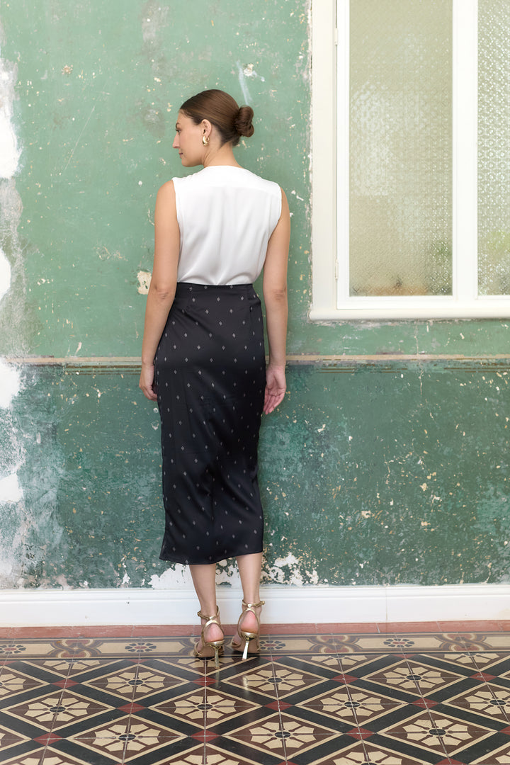 Kamilia wrap skirt | Black Print