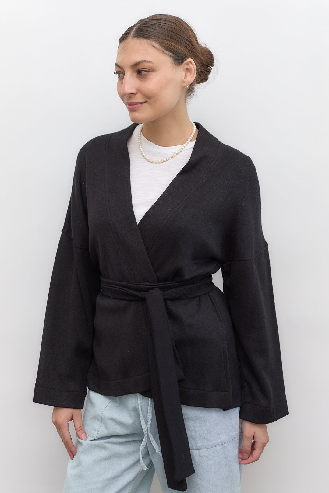 Cleo Wrap Top & Cardigan | Black