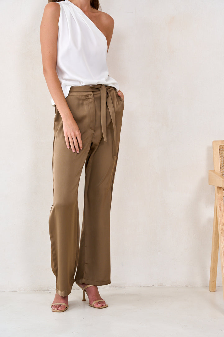 Sander satin pants | Brown