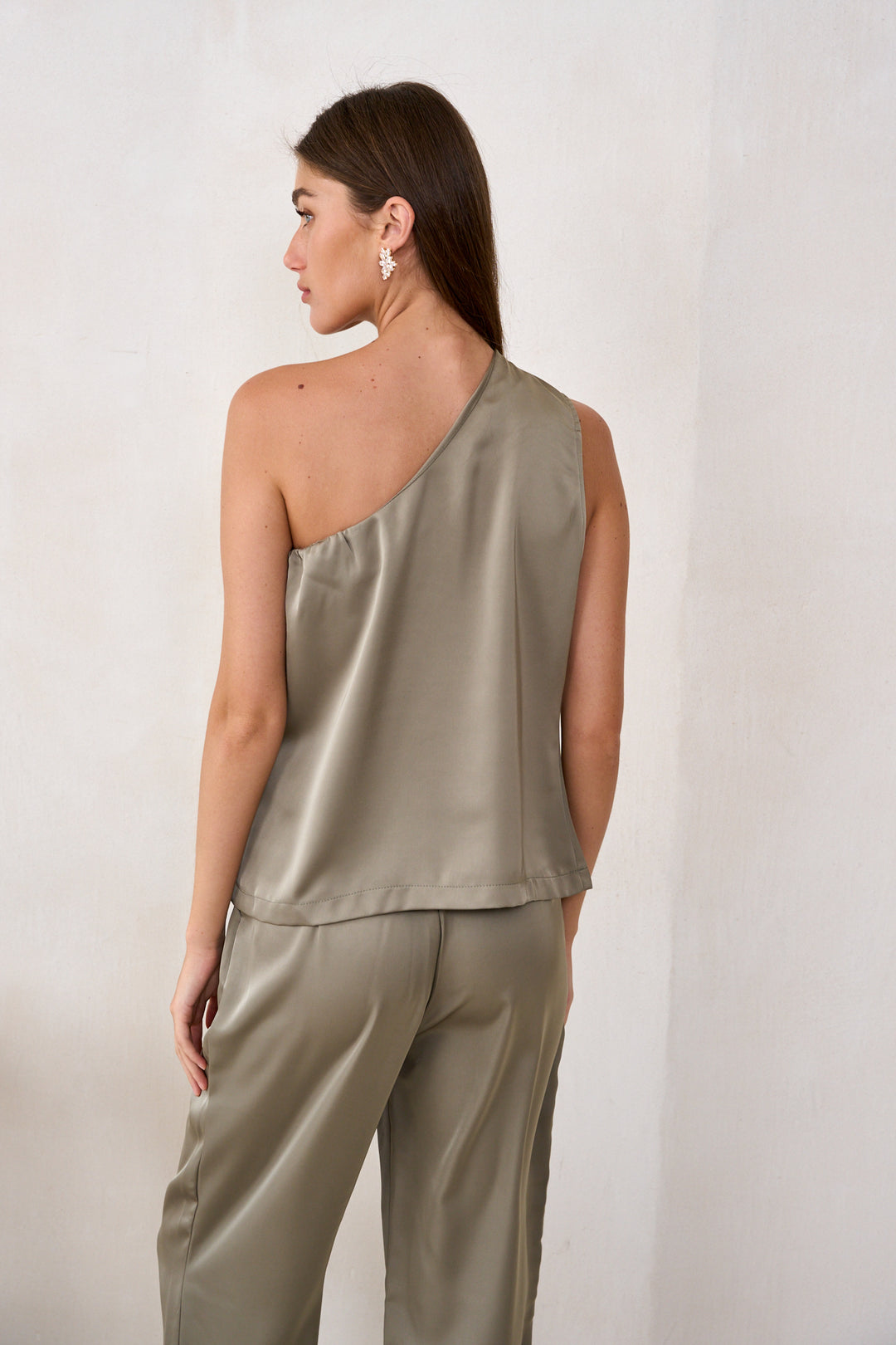 Sander satin pants | Soft Olive