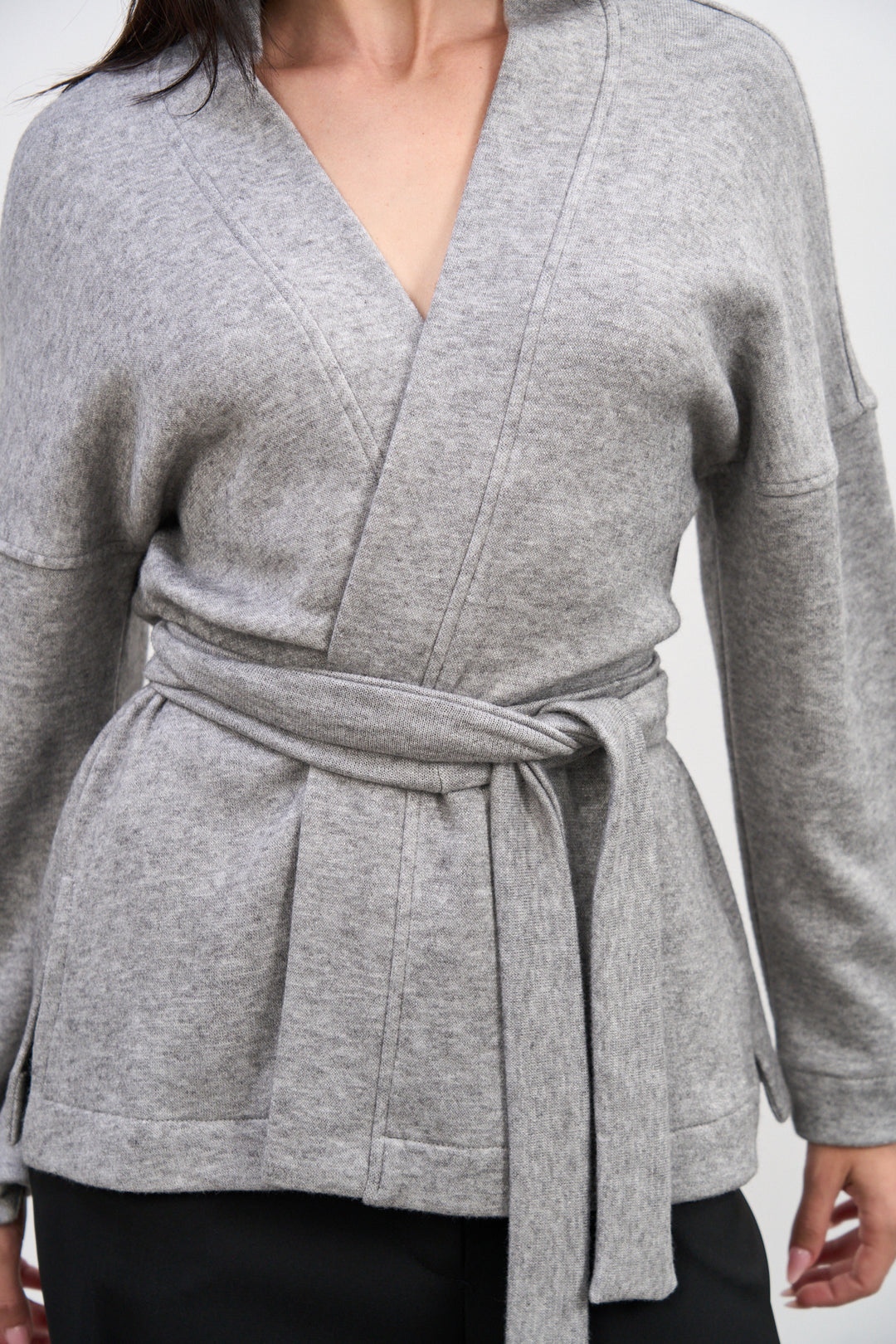 Cleo Wrap Top & Cardigan | Grey