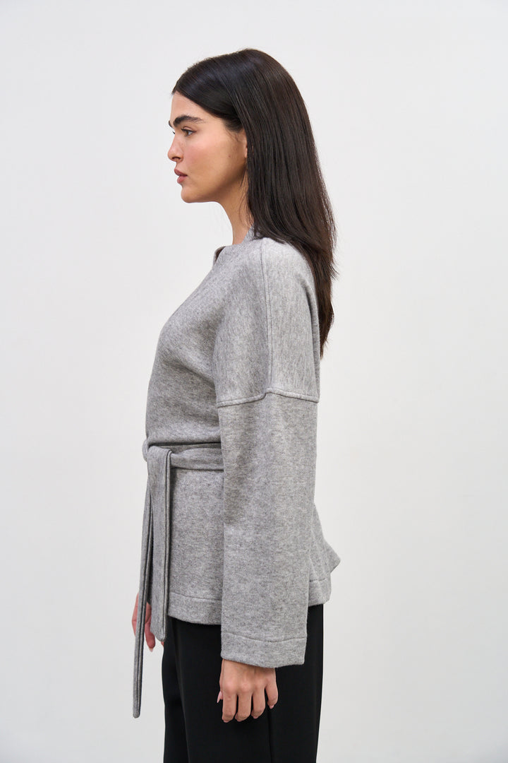 Cleo Wrap Top & Cardigan | Grey