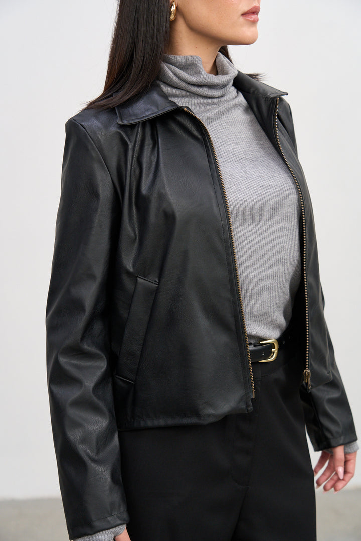 Lydia Jacket  | Black Vegan Leather