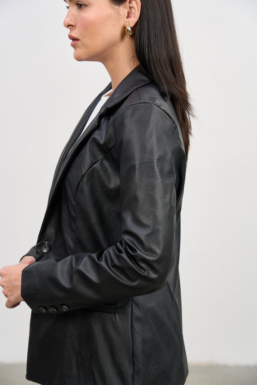 Ella Blazer  | Black Vegan Leather