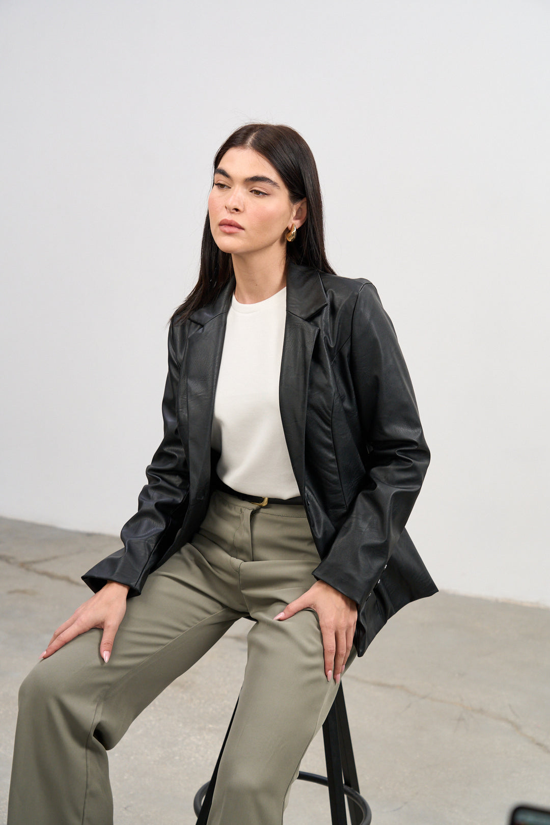 Ella Blazer  | Black Vegan Leather