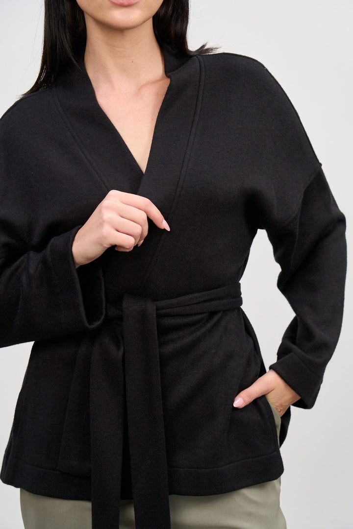 Cleo Wrap Top & Cardigan | Black