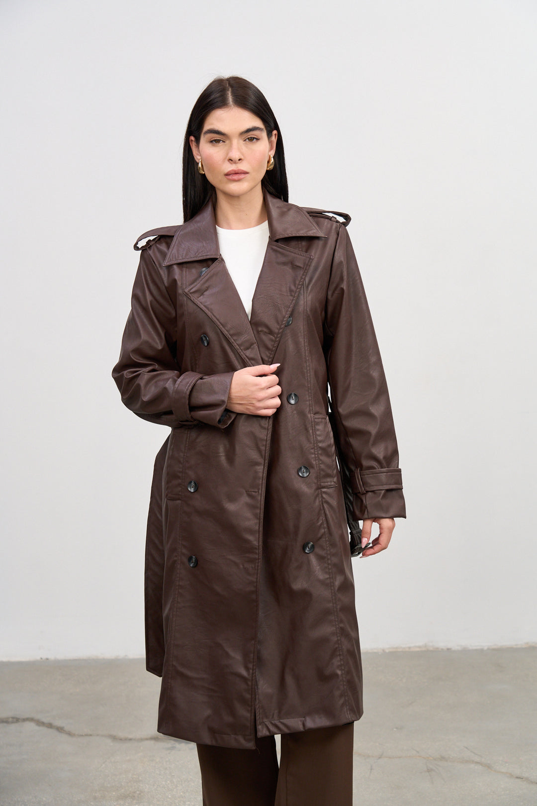 The Trench Coat | Chocolate Vegan Leather