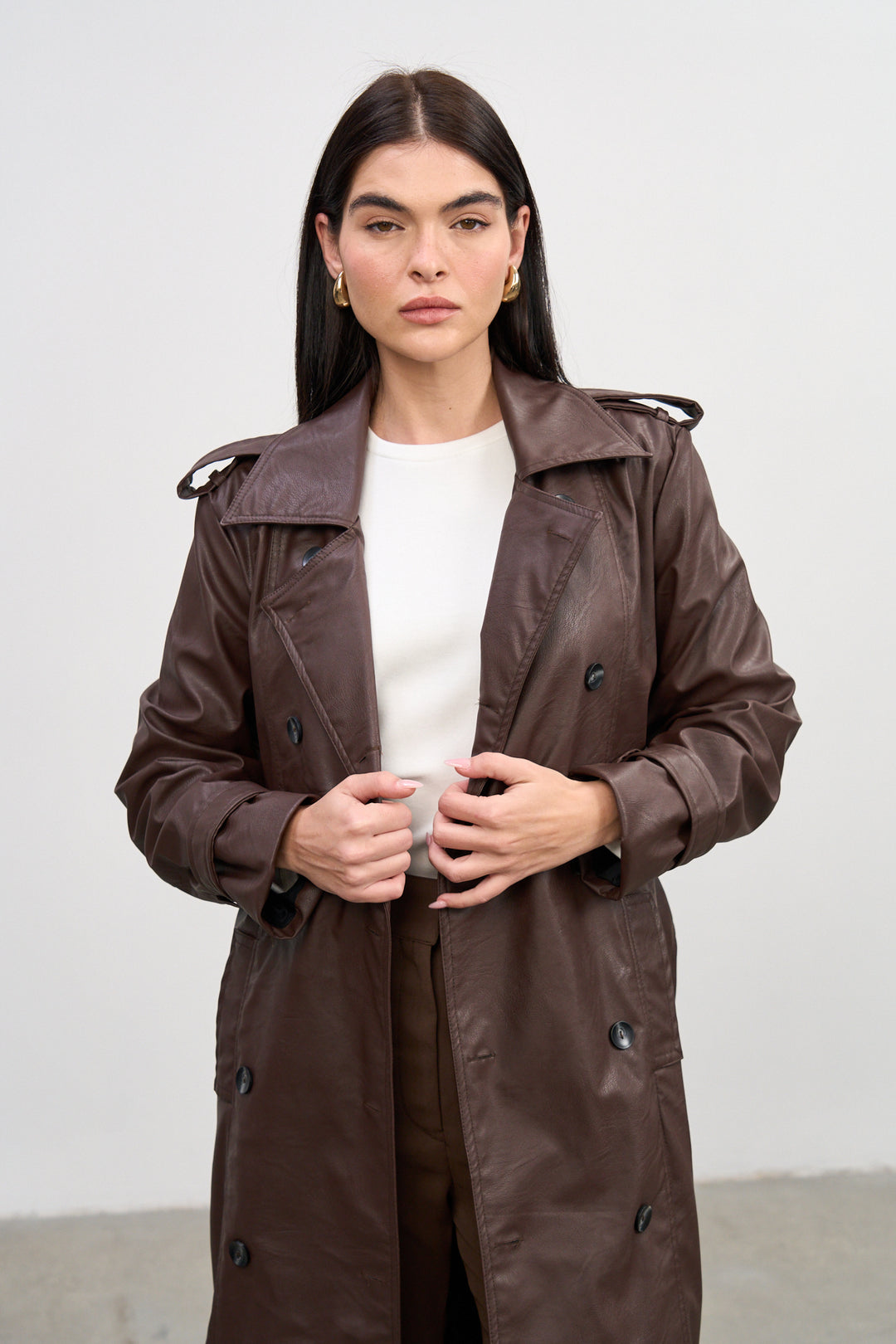 The Trench Coat | Chocolate Vegan Leather