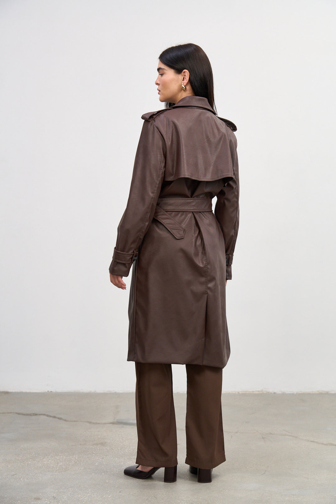 The Trench Coat | Chocolate Vegan Leather