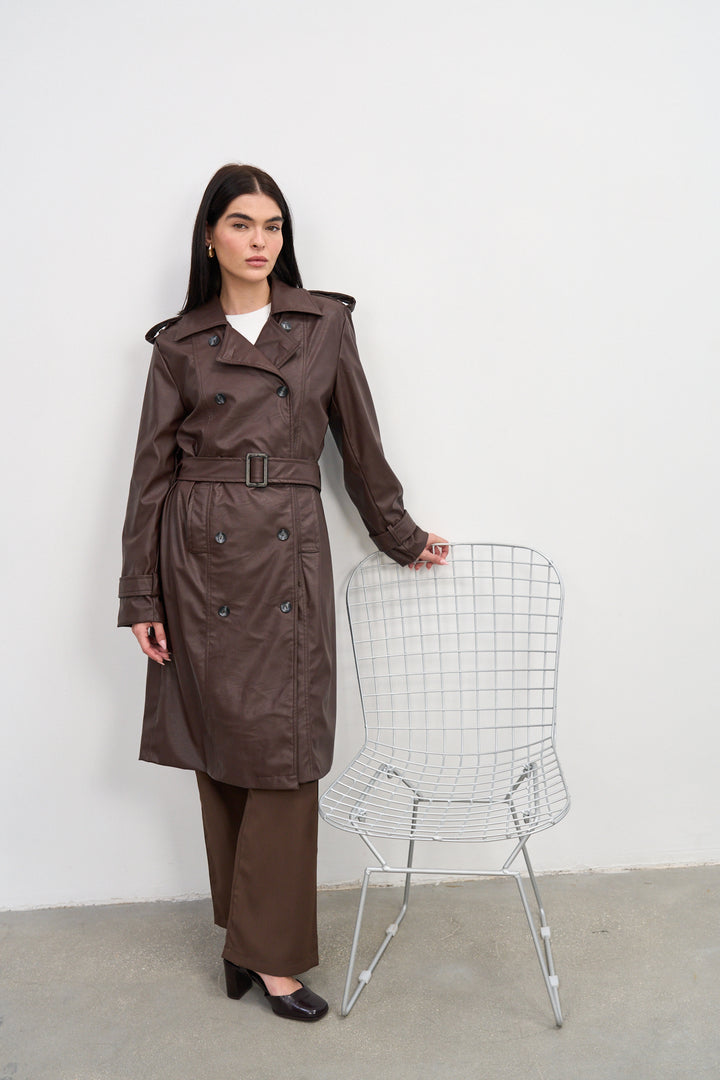 The Trench Coat | Chocolate Vegan Leather