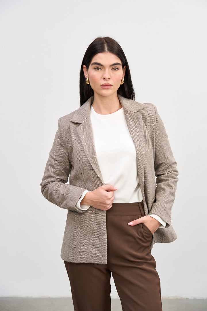 Ella Blazer  | Brown and white tweed