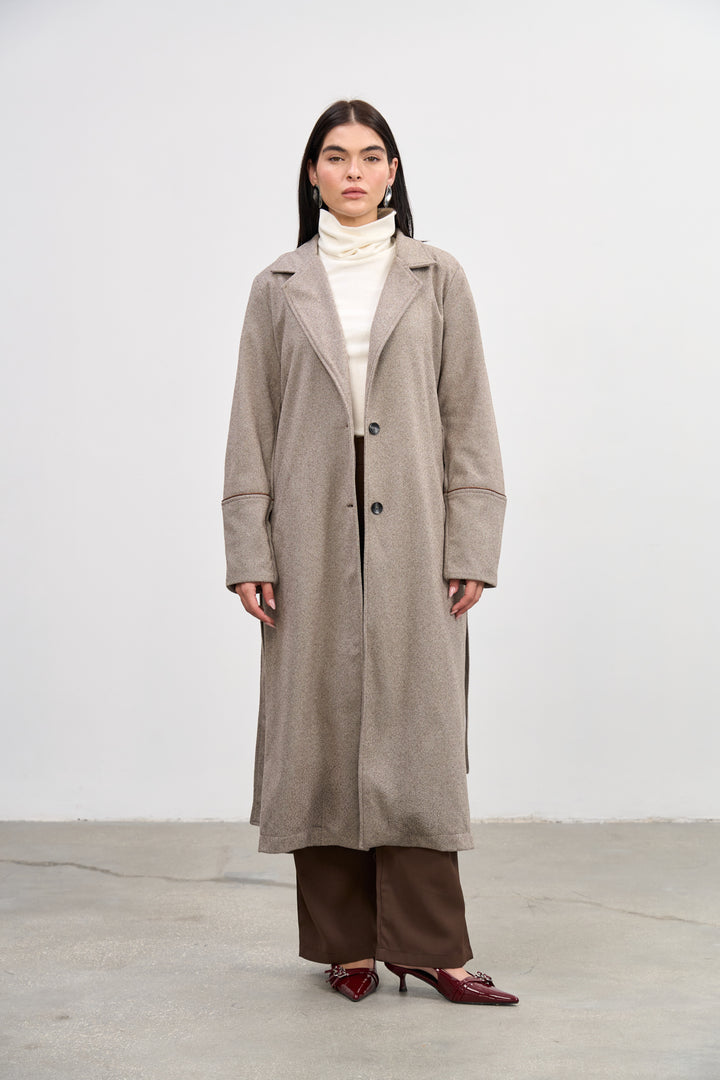 Leon coat | Brown And White Tweed