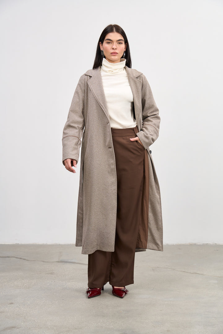 Leon coat | Brown And White Tweed