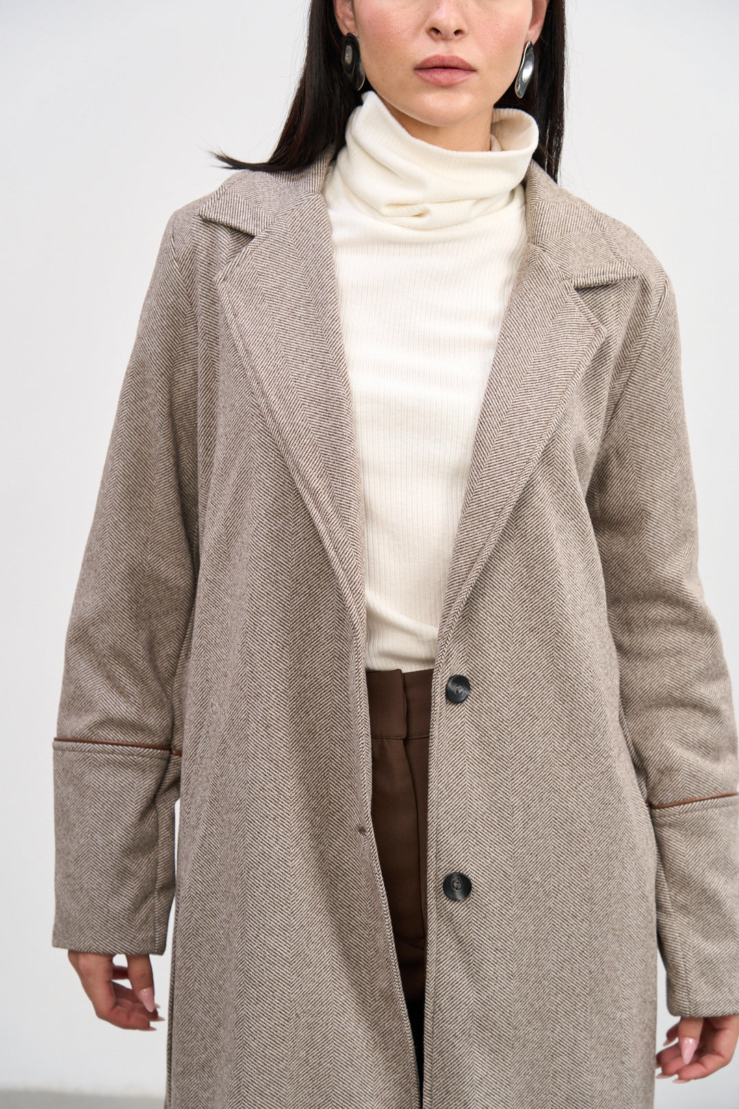 Leon coat | Brown And White Tweed