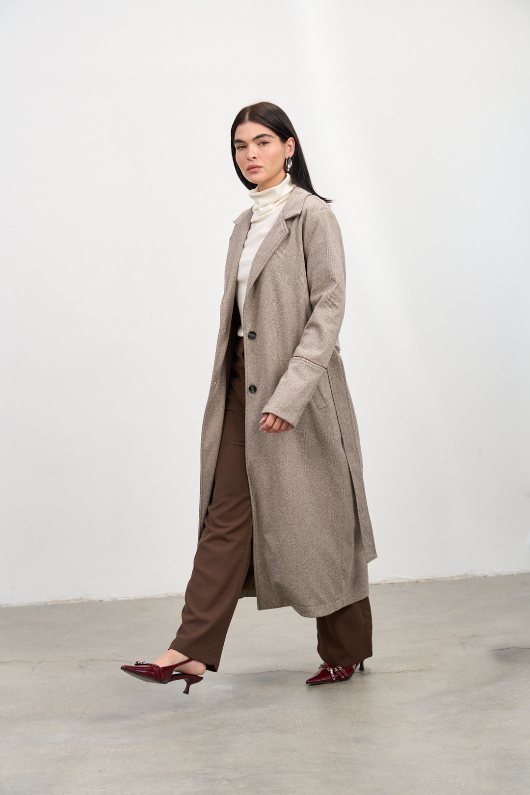 Leon coat | Brown And White Tweed