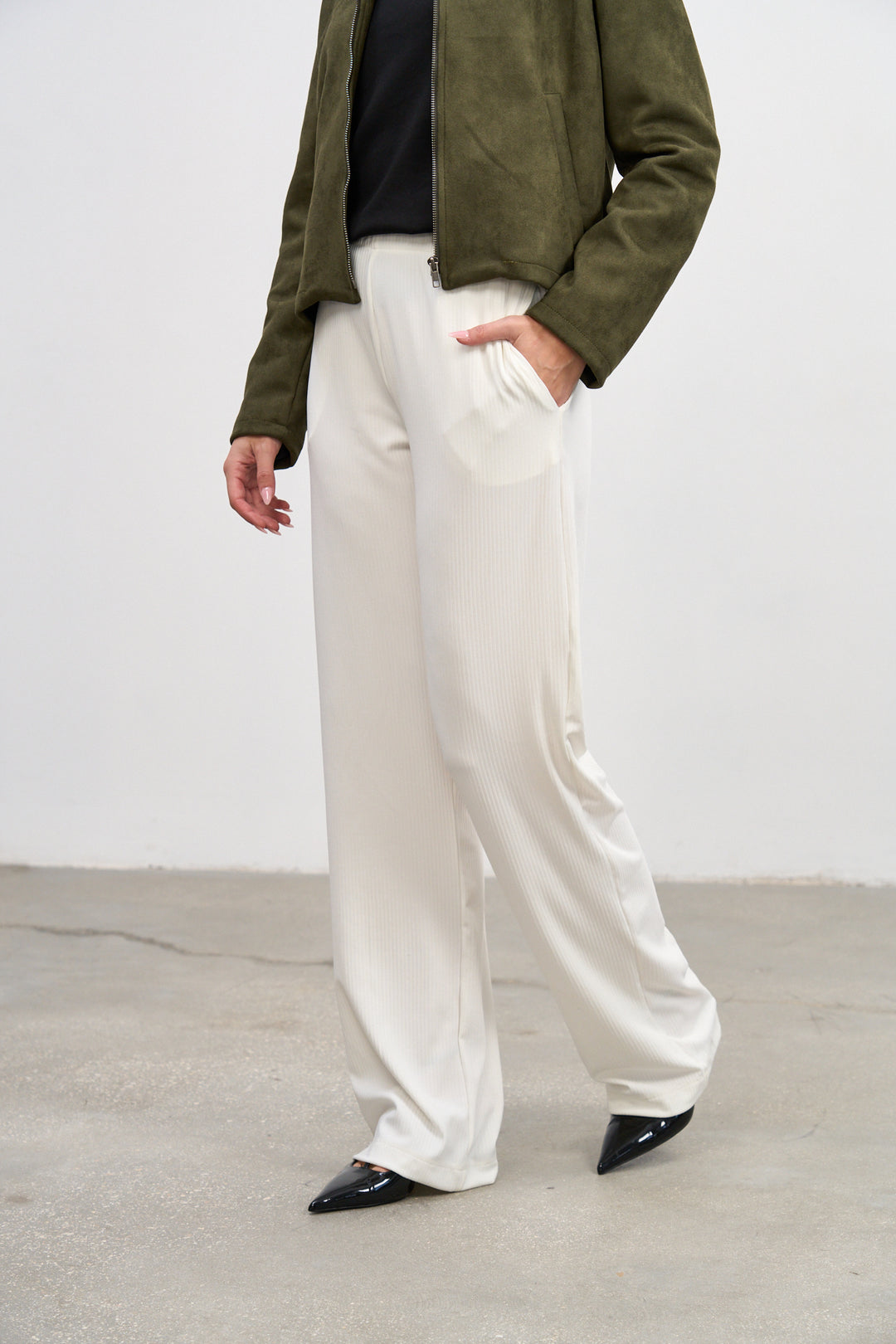 Moon Rib Pants | White